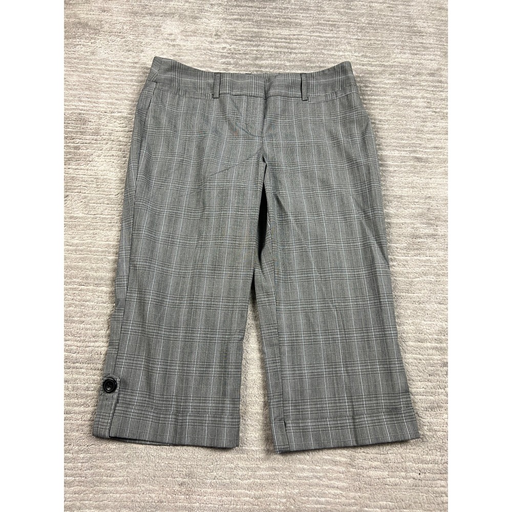 Tracy Evans Cropped Pants Womens 7 Grey Plaid Capri Business Casual 5158610
